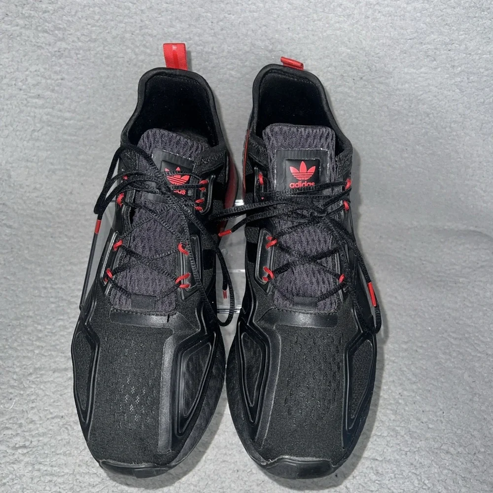 adidas ZX 2K Boost Sneakers Men's Sz 12 Black Red Lace Up Running Shoes FZ4641